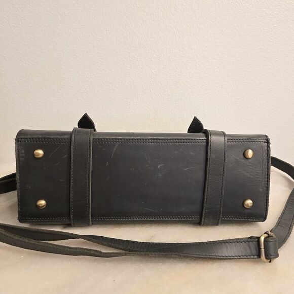 FEDELE OXFORD England Dark Gray Genuine Leather Briefcase Bag Handcrafted - Picture 5 of 12